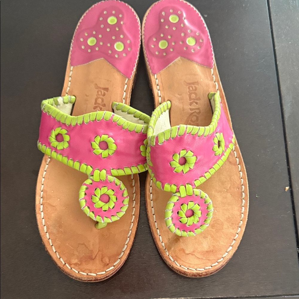 Jack Rogers Vibrant Pink and Green Sandals
